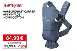 Prenatal BabyBjörn Marsupio Baby Carrier Mini Vintage Indigo Cotton offerta
