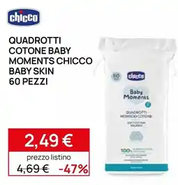 Prenatal Quadrotti cotone baby moments chicco baby skin offerta