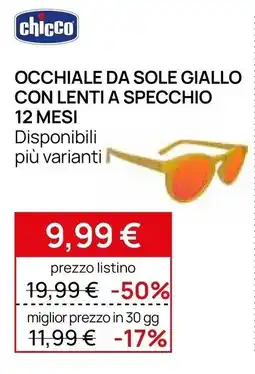 Prenatal Chicco occhiale da sole giallo con lenti a specchio offerta