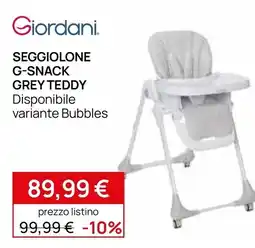 Prenatal Giordani seggiolone g-snack grey teddy offerta
