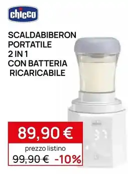 Prenatal Chicco scaldabiberon portatile 2 in 1 con batteria ricaricabile offerta
