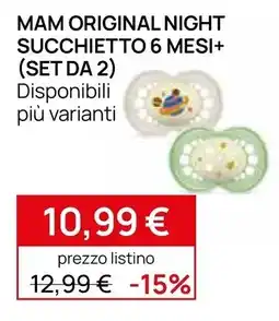 Prenatal Mam Original Night Succhietto 6 Mesi+ offerta