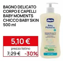 Prenatal Bagno delicato corpo e capelli baby moments chicco baby skin offerta