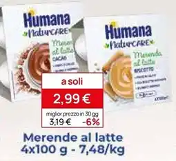Prenatal Humana NaturCare Merende al latte offerta