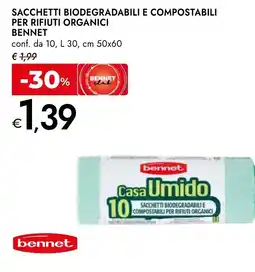 Bennet Sacchetti biodegradabili e compostabili per rifiuti organici Bennet offerta
