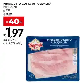 Bennet Prosciutto cotto alta qualità Negroni offerta