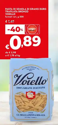 Bennet Pasta di semola di grano duro Voiello offerta