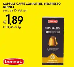 Bennet Capsule caffè compatibili Nespresso Bennet offerta