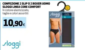 CONFEZIONE 2 SLIP O 2 BOXER UOMO SLOGGI LINEA CORE COMFORT