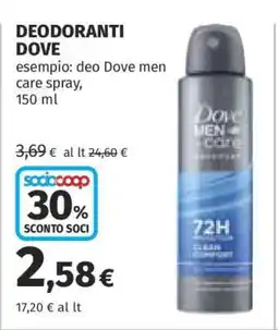 Coop DEODORANTI DOVE offerta