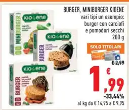 Conad BURGER, MINIBURGER KIOENE offerta