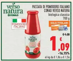 Conad Passata di Pomodoro Italiano Conad Verso Natura offerta