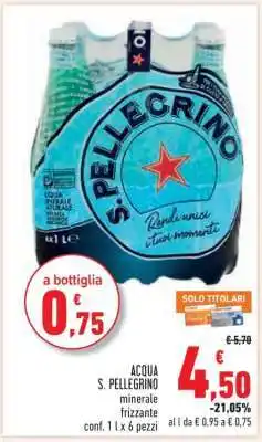 Conad ACQUA S. PELLEGRINO minerale frizzante offerta