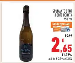 Conad SPUMANTE BRUT CORTE DORATA 750 ml offerta