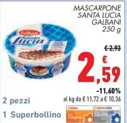 Conad MASCARPONE SANTA LUCIA GALBANI 250 g offerta