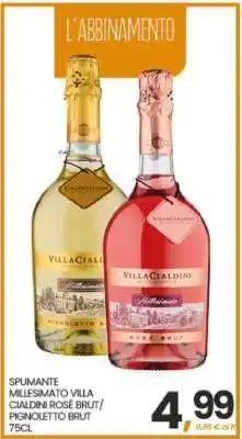 Eurospar SPUMANTE MILLESIMATO VILLA CIALDINI ROSÉ BRUT/PIGNOLETTO BRUT 75CL offerta
