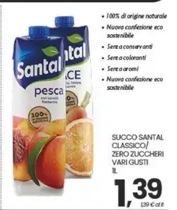 Eurospar SUCCO SANTAL CLASSICO/ ZERO ZUCCHERI VARI GUSTI offerta