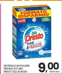 Eurospar DETERSIVO IN POLVERE PER BUCATO BIO PRESTO 62 LAVAGGI offerta