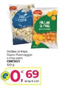 Alter Discount Palline di Mais Gusto Formaggio o Pop corn CRICKEY offerta