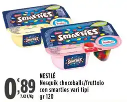 Rossotono Carrefour Nesquik chocoballs/fruttolo con smarties vari tipi offerta