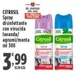 Rossotono Carrefour Citrosil Spray disinfettante con virucida lavanda/agrumi/menta offerta