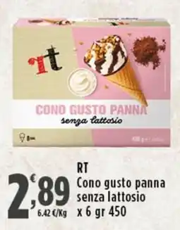 Rossotono Carrefour RT Cono gusto panna senza lattosio offerta