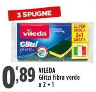 Rossotono Carrefour Vileda Glitzi fibra verde offerta