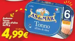 Iper Super Conveniente Asdomar Tonno all'olio di oliva offerta