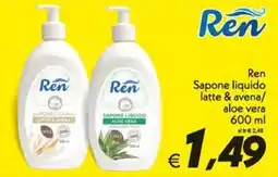 Iper Super Conveniente Ren Sapone liquido latte & avena/ aloe vera offerta