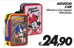 Iper Super Conveniente Astuccio 3 zip Minnie m si for mouse/Wish/Sonic offerta