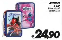 Iper Super Conveniente Astucci 3 zip Lilo e stitch/Spider-Man offerta