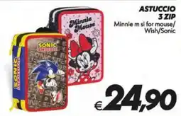 Iper Super Conveniente Astuccio 3 zip Minnie m si for mouse/Wish/Sonic offerta