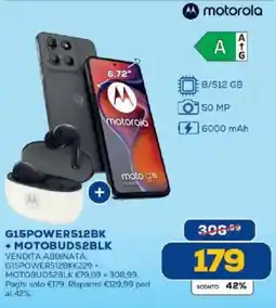 Euronics Bruno Motorola G15 Power + MotoBuds 2 offerta