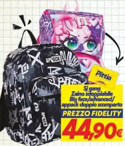 Iper Super Conveniente Zaino sdoppiabile Big face/advanced/appack doppio scomparto offerta