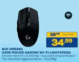 Euronics Bruno Logitech G305 Mouse Gaming Wi-Fi Lightspeed offerta