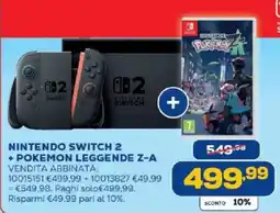 Euronics Bruno Nintendo Switch 2 + Pokemon Leggende Z-A offerta
