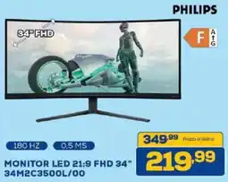 Euronics Bruno Philips monitor led 21:9 fhd 34" offerta