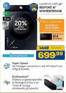 Euronics Bruno Lavatrice BESPOKE AI offerta