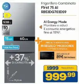 Euronics Bruno Frigorifero Combinato First 75 AI offerta
