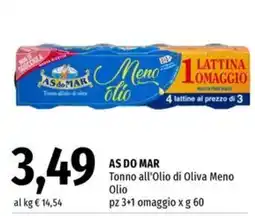 Famila Superstore AS DO MAR Tonno all'Olio di Oliva Meno Olio offerta