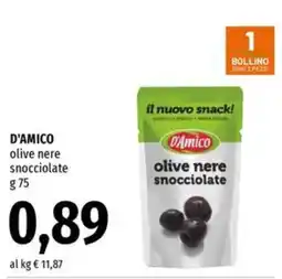 Famila Superstore D'Amico olive nere snocciolate offerta