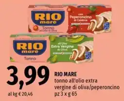 Famila Superstore RIO MARE tonno all'olio extra vergine di oliva/peperoncino offerta