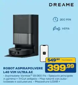 Euronics Bruno Dreame robot aspirapolvere L40 Vim Ultra AE offerta