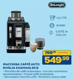 Euronics Bruno DeLonghi macchina caffè auto Rivelia EXAM440.35.B offerta