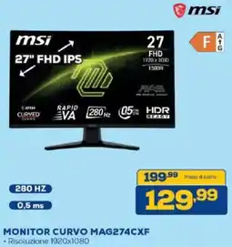 Euronics Bruno Monitor curvo MSI MAG274CxF offerta