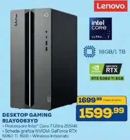 Euronics Bruno Lenovo Desktop Gaming offerta