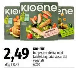 Famila Superstore Kio-ene burger, cotoletta, mini falafel, tagliata assortiti vegetali offerta