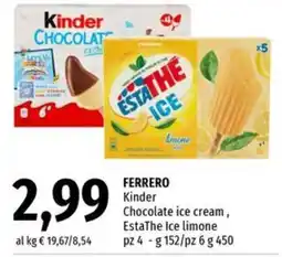 Famila Superstore Ferrero Kinder Chocolate ice cream, EstaThe Ice limone offerta