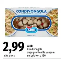 Famila Superstore Arbi condivongola sugo pronto alle vongole offerta