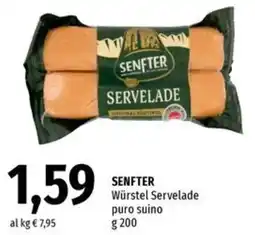 Famila Superstore Senfter Würstel Servelade puro suino offerta